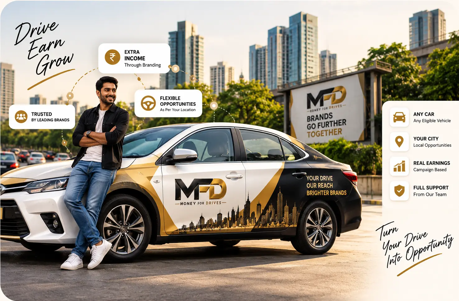 Vehicle owner with modern car